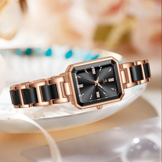 Luksus Diamant Firkantet Kvarts Chic Ur