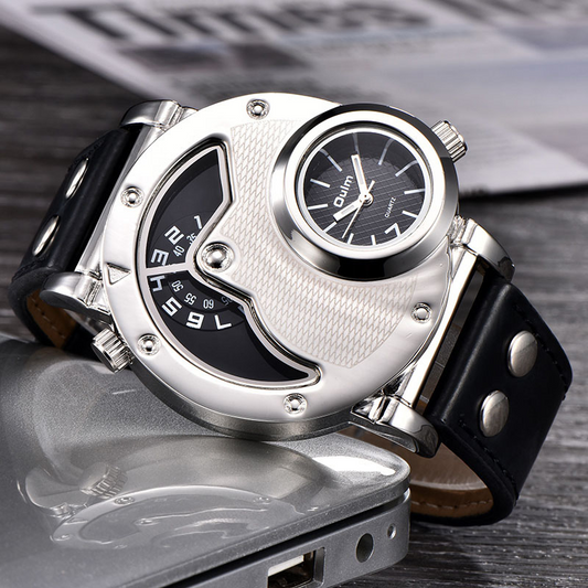Multi-timezone læderrem ur