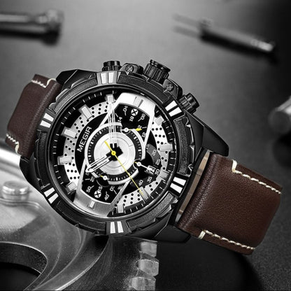 Luksus Kvarts Chronograph Militær Sport Læder Ur