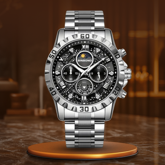Luksus Chronograph Ur med Metalrem