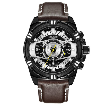 Luksus Kvarts Chronograph Militær Sport Læder Ur