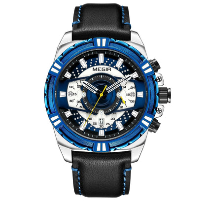 Luksus Kvarts Chronograph Militær Sport Læder Ur