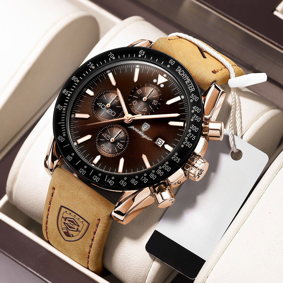 Lysende Dato Chronograph Ur